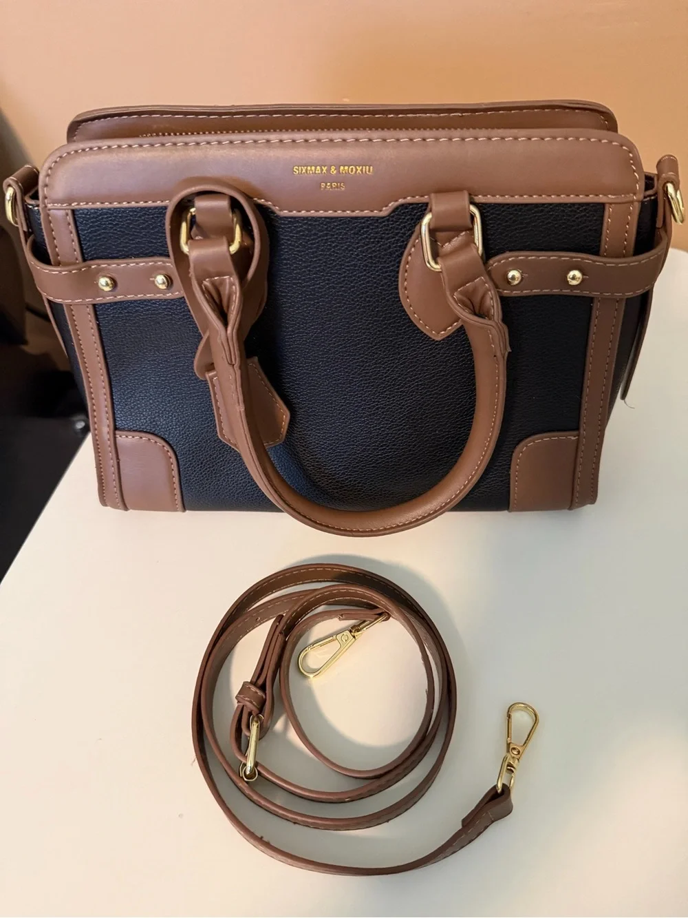Brown and Black Leather Satchel